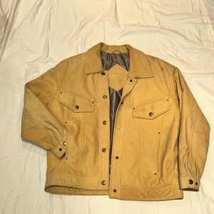 OLSEN Lined Jacket  Genuine Suede Leather Snap Front Stitch Detail Tan Women’s 6